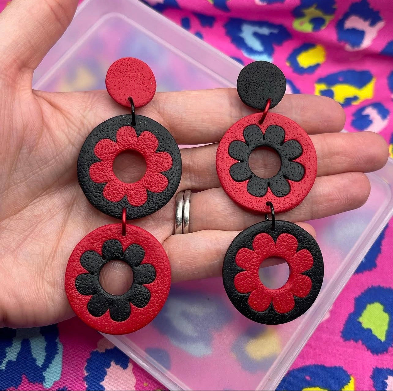 Black and red Mod dangles