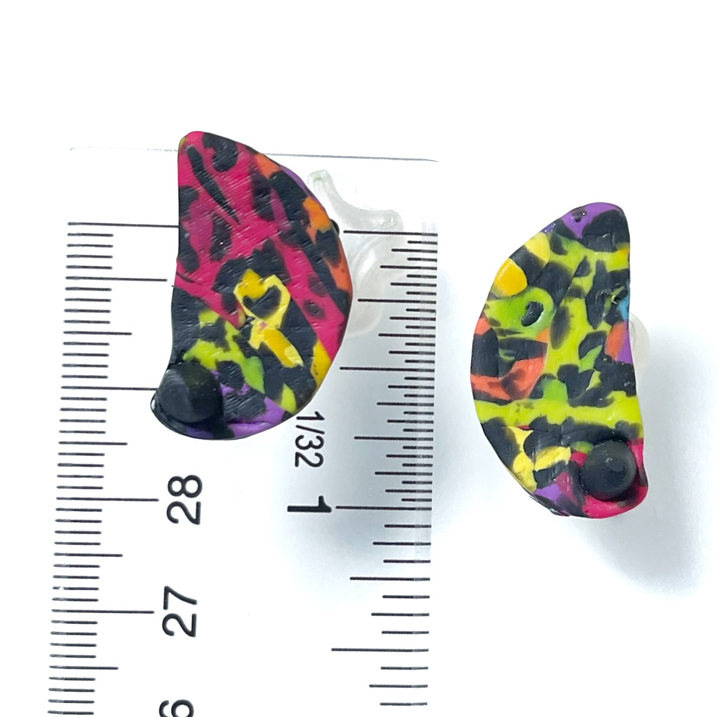 Chaotic rainbow leopard studs