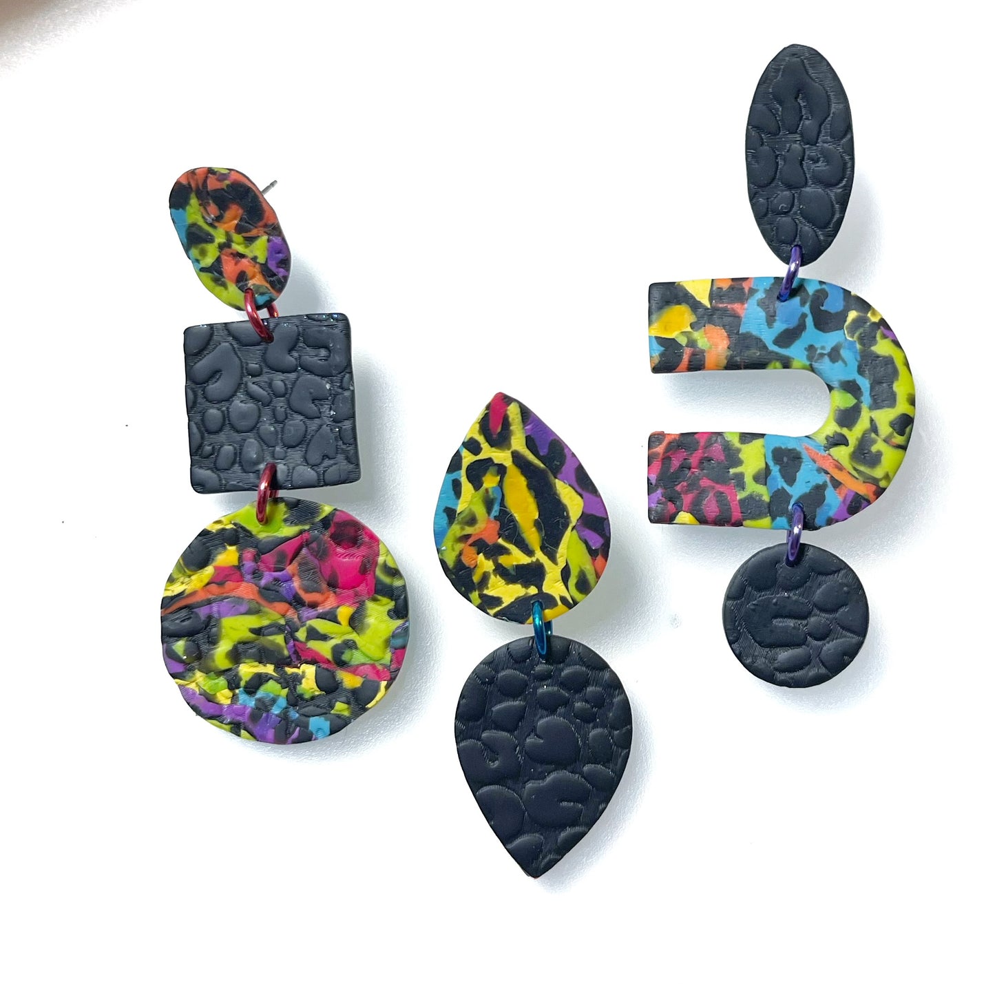 Chaotic rainbow leopard dangle