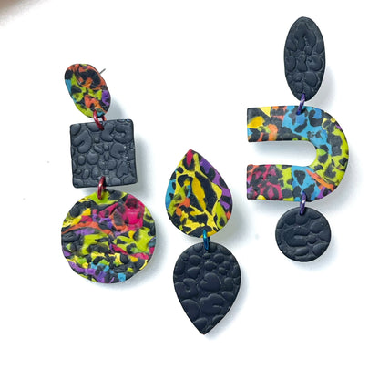 Chaotic rainbow leopard dangle