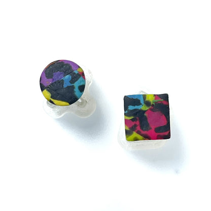 Chaotic rainbow leopard studs