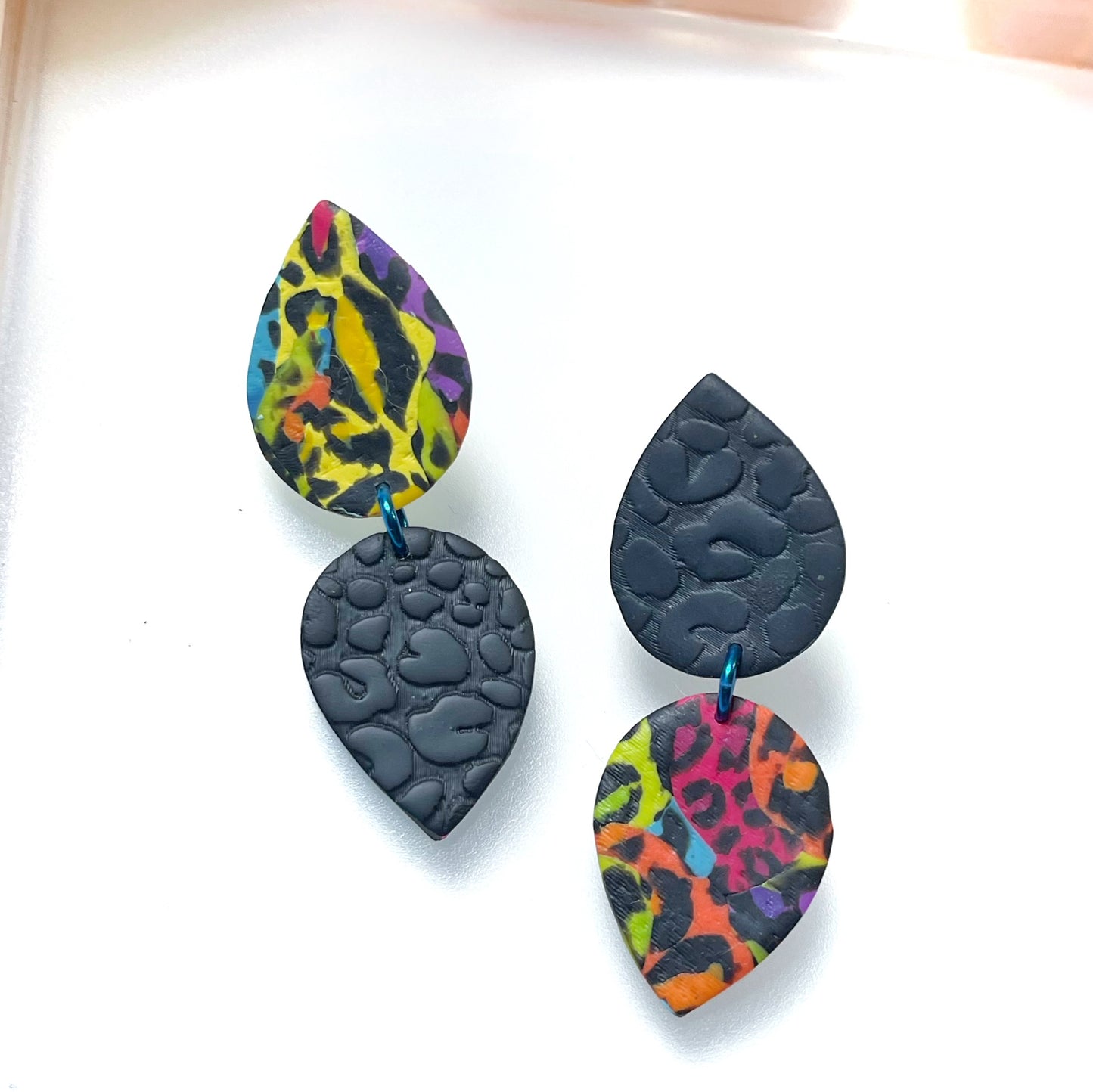 Chaotic rainbow leopard dangle