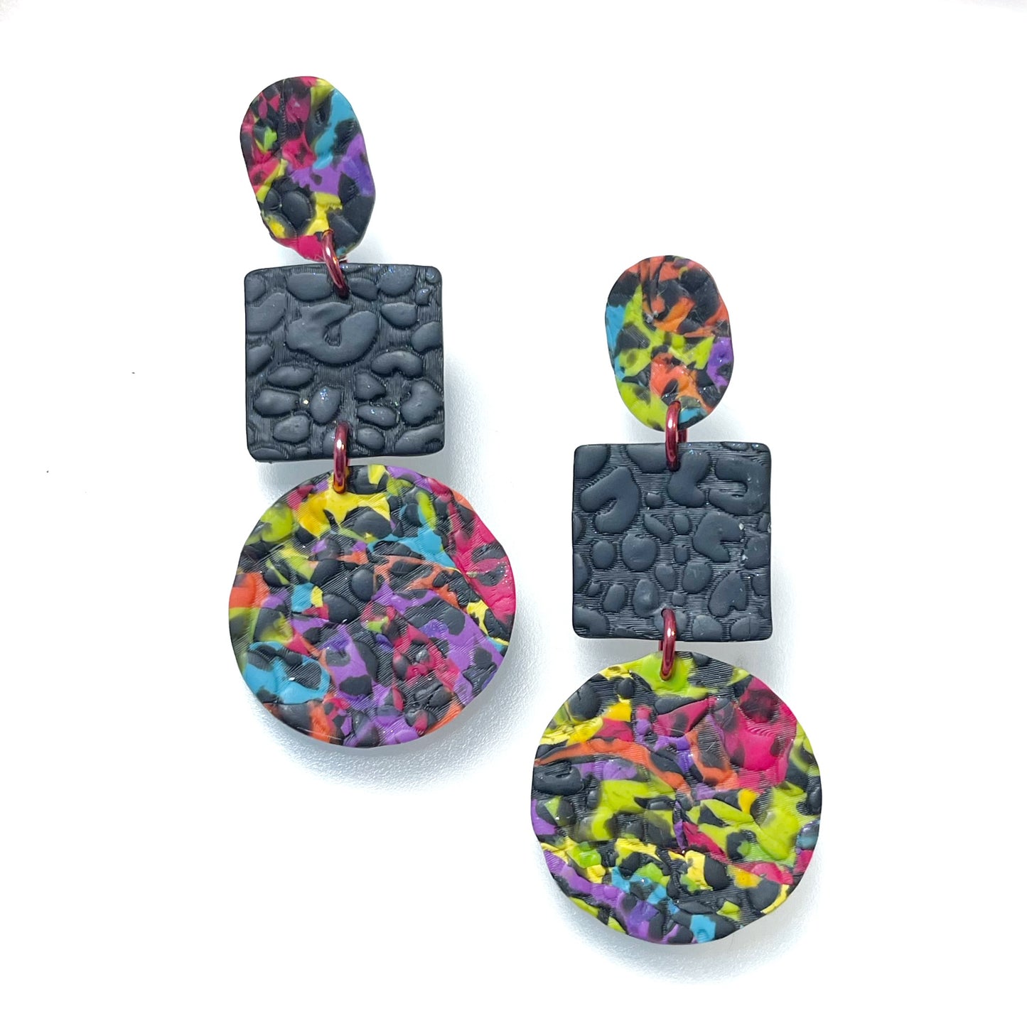 Chaotic rainbow leopard dangle