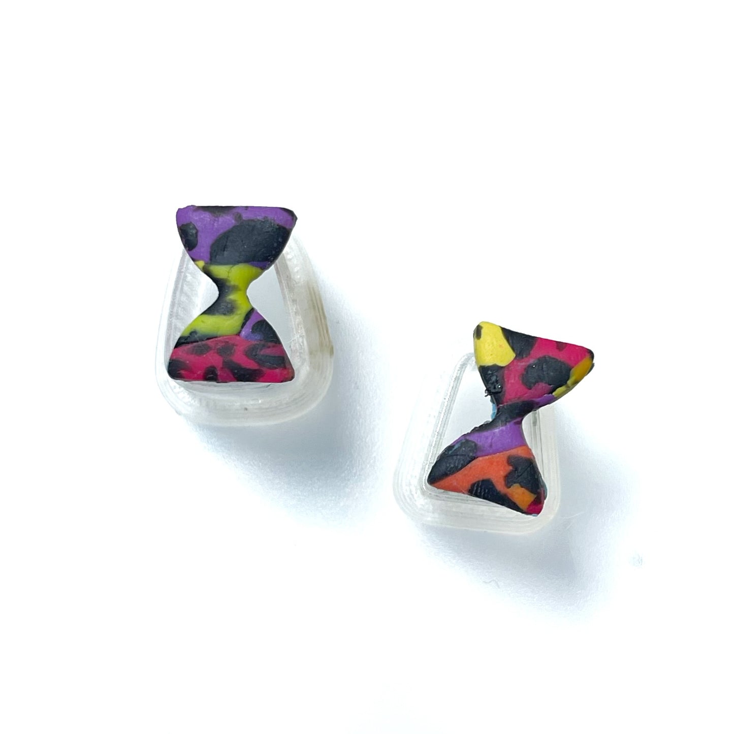 Chaotic rainbow leopard studs