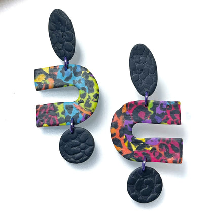 Chaotic rainbow leopard dangle