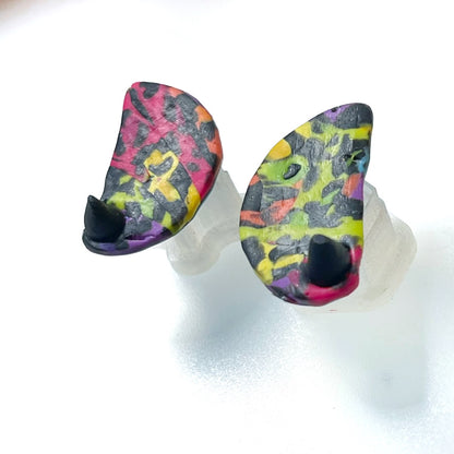 Chaotic rainbow leopard studs