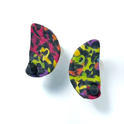 Chaotic rainbow leopard studs