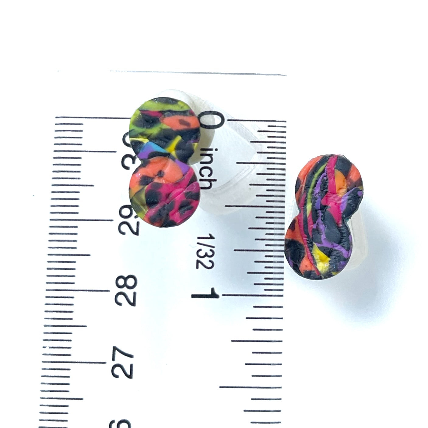 Chaotic rainbow leopard studs