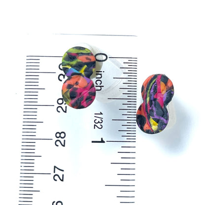 Chaotic rainbow leopard studs