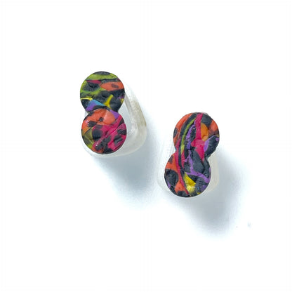 Chaotic rainbow leopard studs