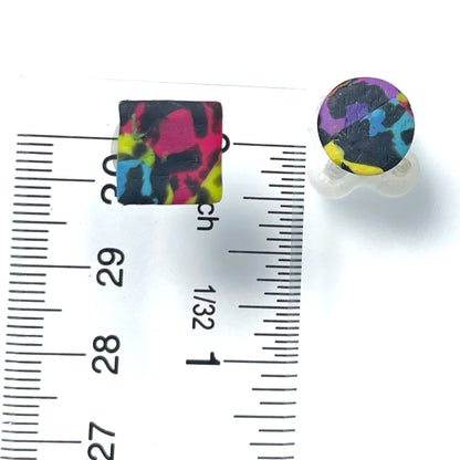 Chaotic rainbow leopard studs