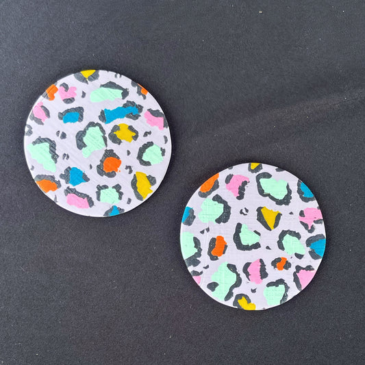 Lavender leopard coasters (set of 2)